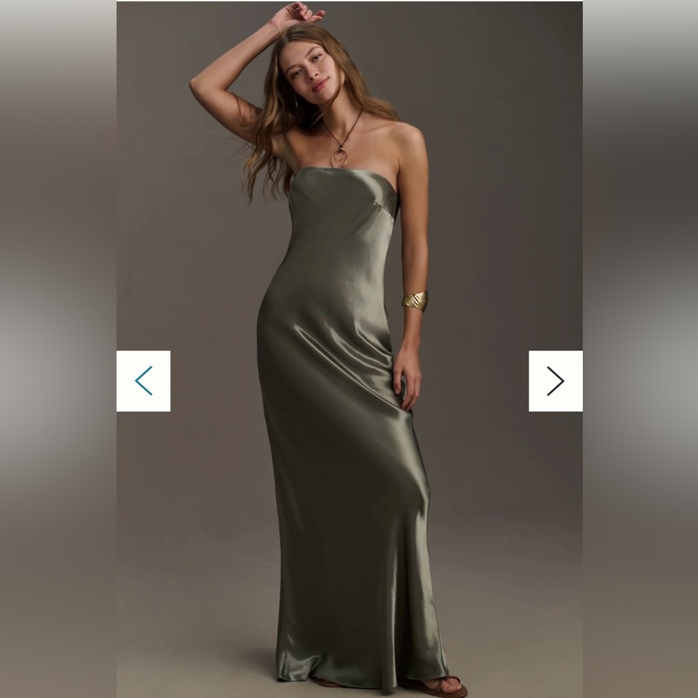 Anthropologie The Fleur Strapless Satin Maxi Slip Dress
